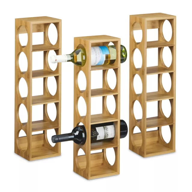 3x étagères vin bambou 5 emplacements range-bouteilles casier porte-bouteille