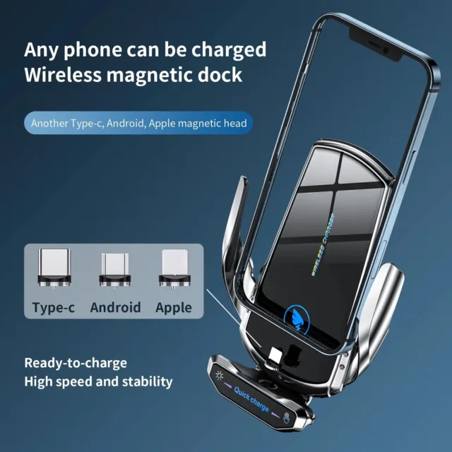 Qi Wireless Charger Auto Handyhalterung Induktions mit ladefunktion Clamping KFZ 8