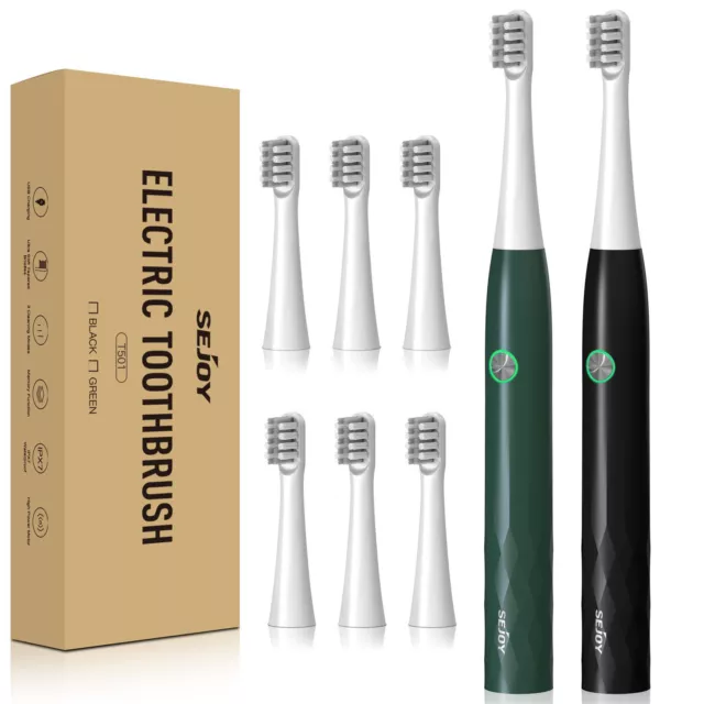 Sonic Electric Toothbrush Tooth Whitening W/4 Brush Heads Rechargeable for Adult