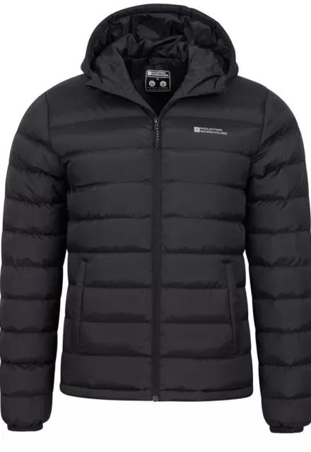 Mountains Warehouse Men’s Padded Jacket Water Resistant Coat Black Size Medium