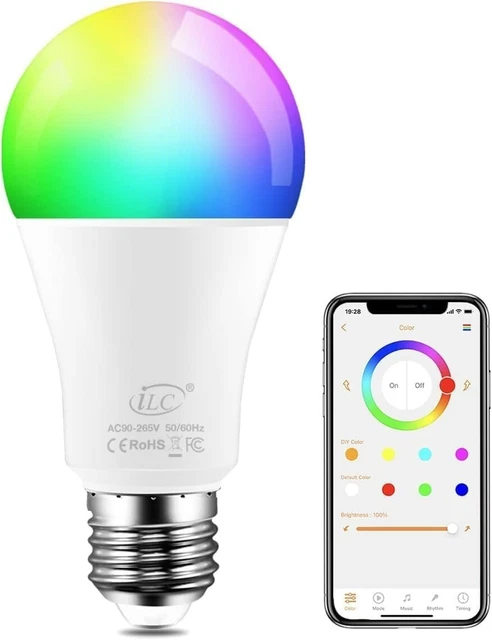Ampoule LED RGB E27 220V – 16 Couleurs + Blanc Froid, Télécommande, 10W, 800-999 Lm, Neuve