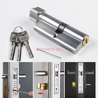 70mm Pure Brass Mortise Cylinder Door Lock High Security Anti Pick W/ 3 Keys
