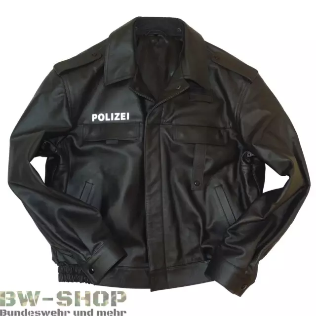 Original Polizei Lederjacke Neu Schwarz Motorradjacke Leder Jacke Blouson