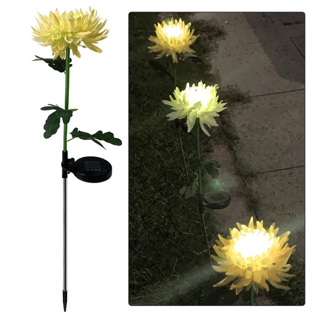 FANTASTICA Simulazione Crisantemo Lampada Solare Impermeabile LED Fiore Artificiale Prato De