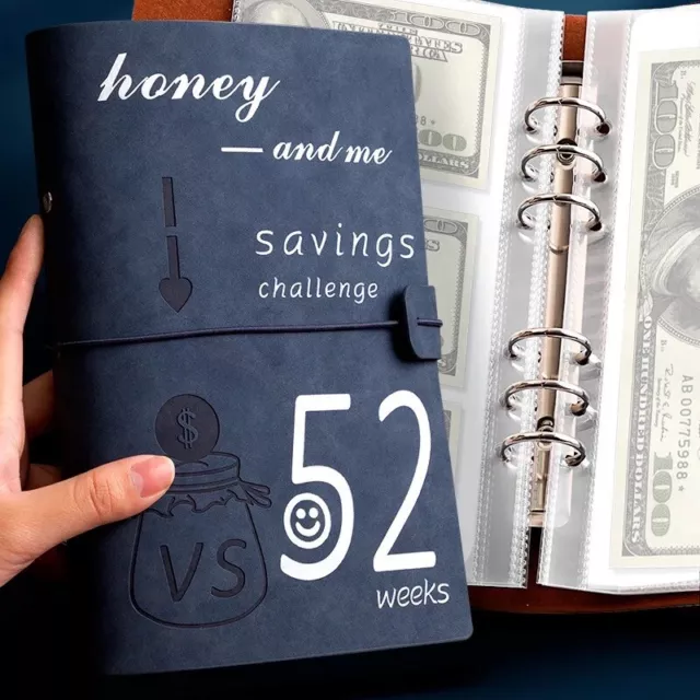 Libro de ahorro de dinero de 52 semanas con carpeta de dinero, sobres y bolsas