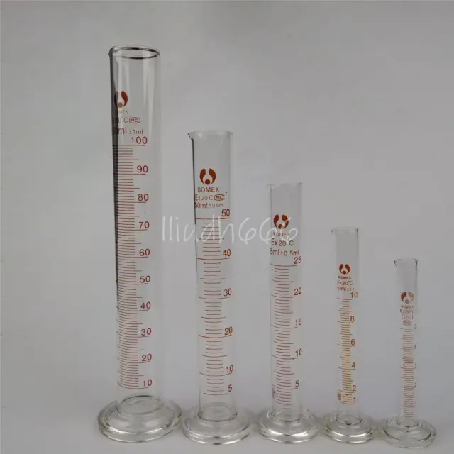 5PCS/lot graduated cylinder measuring 5ml/10ml/25ml/50ml/100ml lab glass total