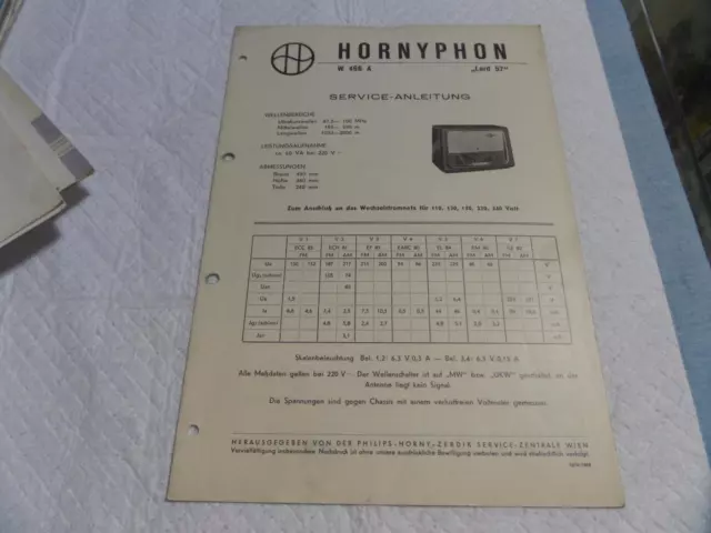 Hornyphon Service Anleitung W 466 A Lord 57  / Z77