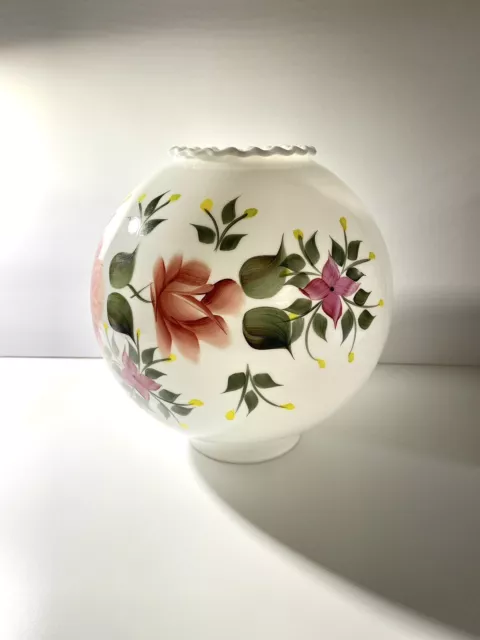 Vintage 12 inch Hand Painted Ball Glass GWTW Lamp Shade 4 inch Fitter rare size