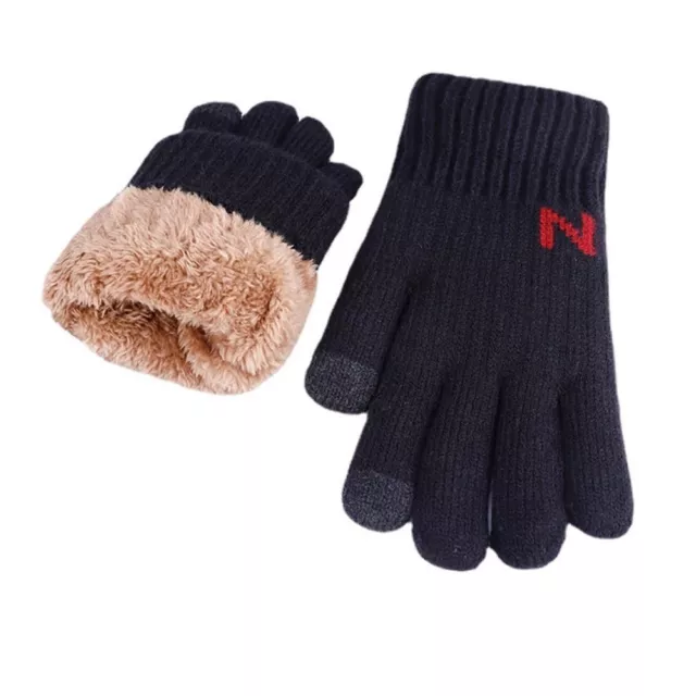 Guantes de conducción de invierno peluche grueso puños hombres