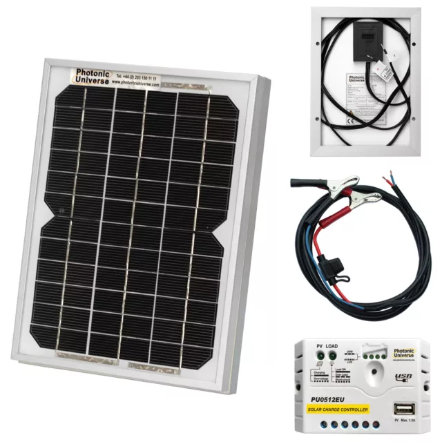 5W solar panel kit / trickle charger for 12V battery car, van, motorbike, boat