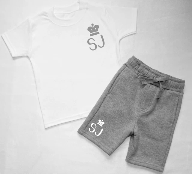 Personalised Prince Initial Toddler Tracksuit Kids Shorts Suit Personalised Set