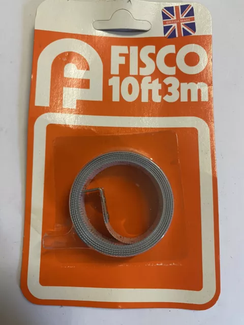 Tape measure - Fisco 10ft/3m rule - Flexible steel, rustproof - New old stock