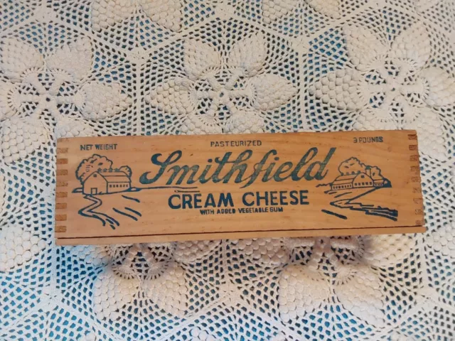 Vintage Wooden Smithfield 3 Lb  Cream Cheese Box