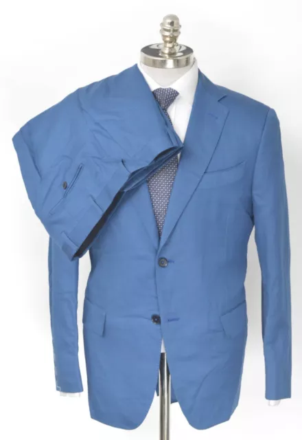 $1,295 NWT EIDOS 'Balthazar' Blue Twill Cotton Linen Suit 42 R (EU 52) Drop 7