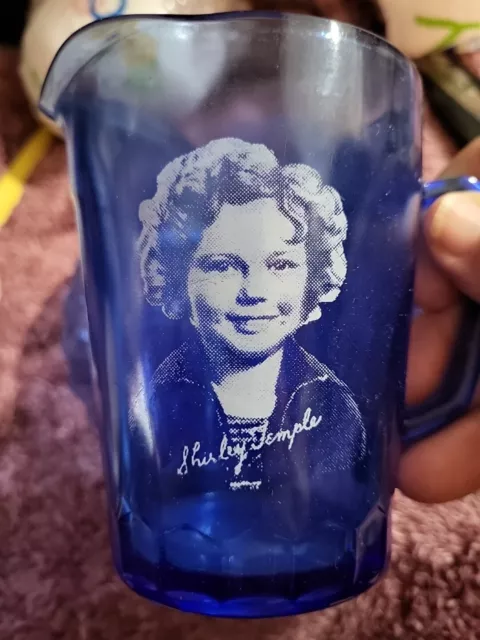 Vintage Shirley Temple Cobalt Blue Cereal Bowl With Pitcher B4