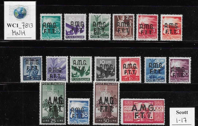 WC1_7813. TRIESTE FTT. 1947 DEMOCRATICA set. Scott 1-17. MNH