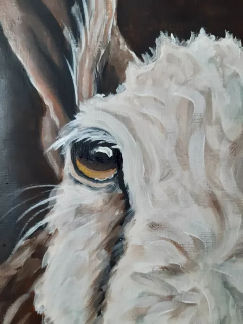 Pintura original de cabra animal de granja arte 27 por 20 retrato de mascotas lona arte de pared óleo 3