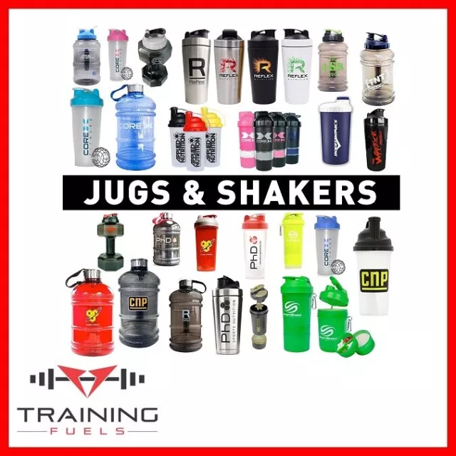 Protein Shaker Bottle Mixer Blender Jug Cup Various Sizes and Brands