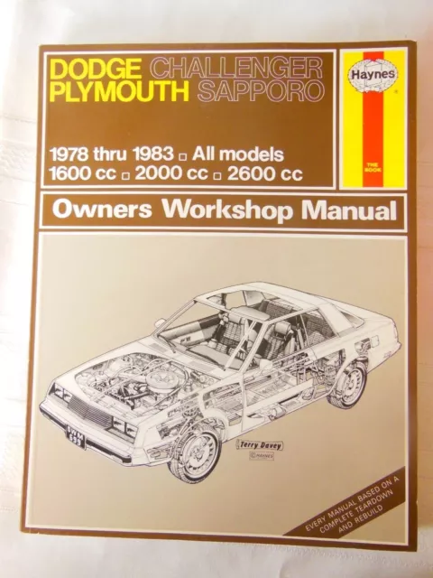 Haynes Manual Dodge Dart Challenger Plymouth Sapporo 1978-1983 All Models