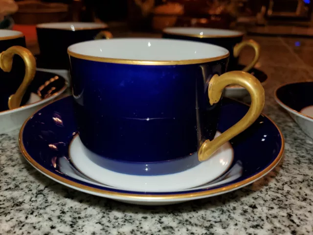 Juego de té de café King Frederick SIGMA azul cobalto y dorado porcelana hecho en Japón