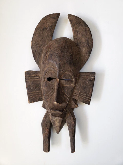 Vintage West African Tribal Mask Carved Wood Handmade