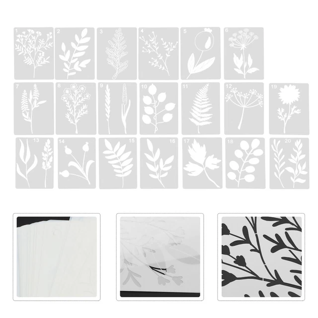 20 hojas plantillas de pintura de pared plantas huecas pintura plantillas pintura pintura