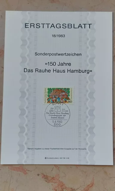Ersttagsblatt 18/1983 Rauhe Haus Hamburg