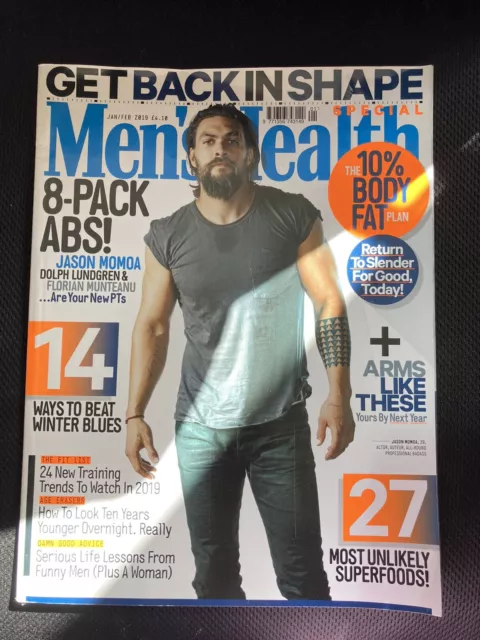 Men's Health Uk Magazine Jan / Feb 2019 Jason Momoa Dolph Lundgren