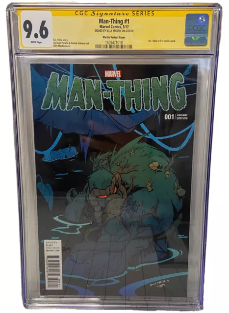 MAN-THING #1 CGC SS 9.6 NM+ R.L STINE’s 1ST COMIC KEY ROCKSTAR BILLY MARTIN SIG!