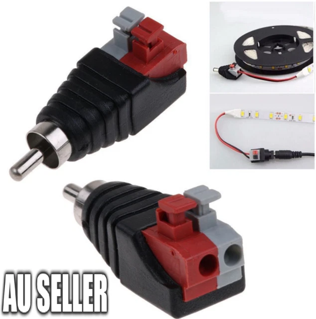 Bulk Speaker Wire A/V Cable to Audio Male RCA Connector Adapter Jack Press Plug