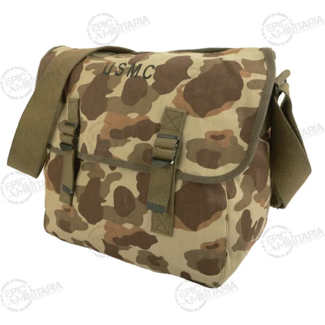 WW2 US Style Desert Frog Camo Messenger Bag - Musette Bag with Strap Tan & Brown 2
