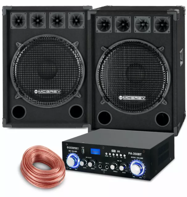 Sistema de PA DJ Disco Música Altavoces Cajas Bluetooth Etapa Final Cable Set 1600W