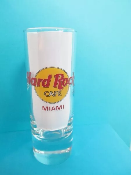 Hard Rock Cafe Miami Shot Glass 4'' Tall Red Letters New