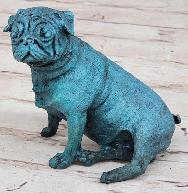 Little seated pug bronze dog sculpture Vienna Austria Genuine Bronze Figure Art