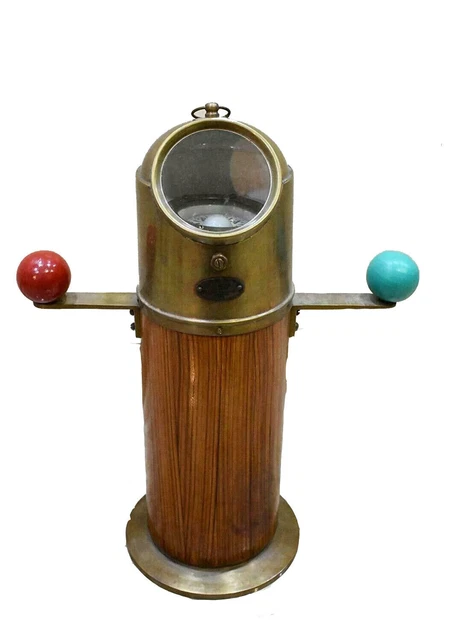 Cadeau de support en bois de boussole marine vintage en laiton