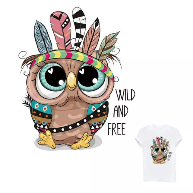 Cute Owl DIY Heat Transfer Stickers Iron-on Patch T-shirt Dresses Washable PY.AJ