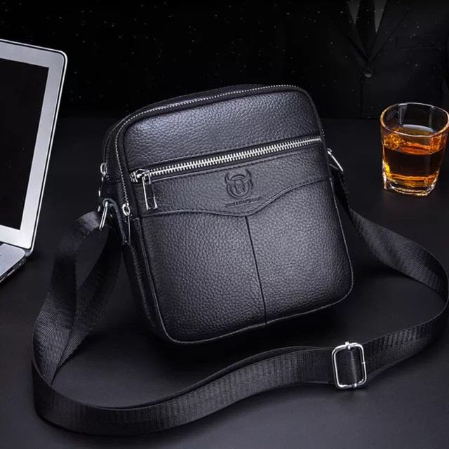Mens Sling Bag Genuine Leather Crossbody Shoulder Messenger Bag Business Small G