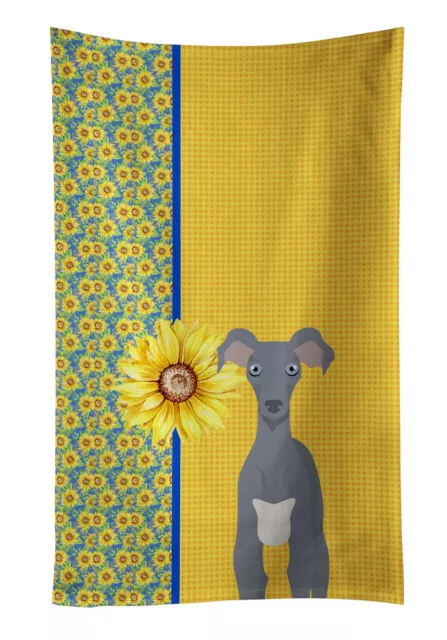 Summer Sunflowers Gray Italian Greyhound Kitchen Towel WDK5430KTWL