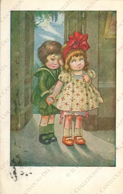 1953 Bambini innamorati Aurelio BERTIGLIA Cartolina illustrata
