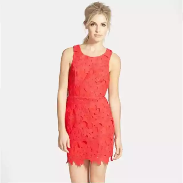 ASTR Coral Textured Floral Body Con Dress Size S