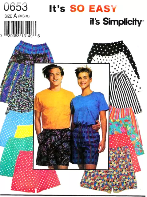 Vintage Men's Women's and Teen Sport Shorts Sewing Pattern UNCUT 1990's XXS-XL