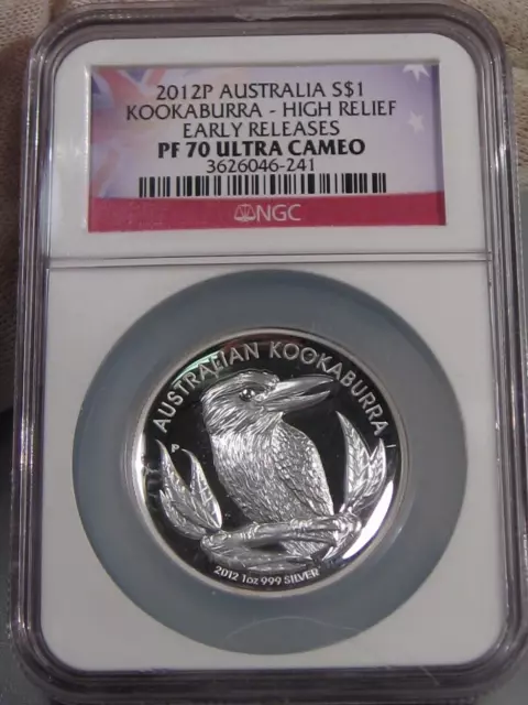 Ultra Camée Preuve 2012P Australie Kookaburra Haut Relief NGC PF70 UC Cateur. #