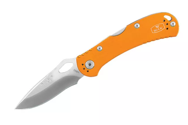 Buck 722 SpitFire Folding Knife 3.25" Satin Drop Point Blade, Orange Anodized...
