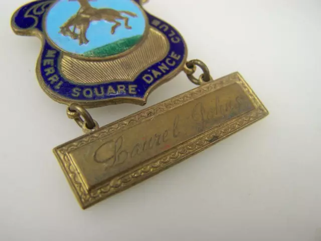 1950's Merri Square Dance Club enamel membership pin back badge Victoria 1089 2