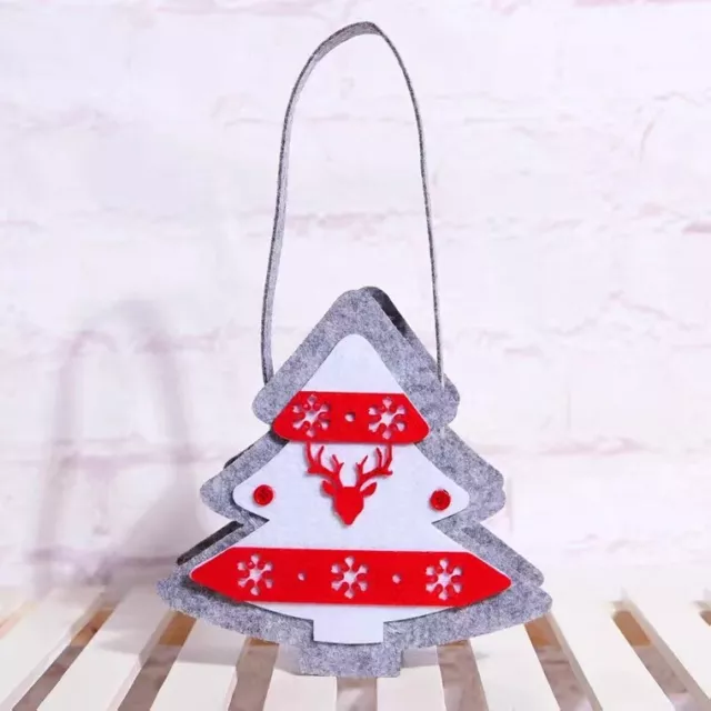 Christmas Tree Shaped Candy Treat Bags Gift Wrapping Felt Drawstring Bags 3