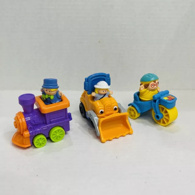 Lot of 3 Fisher Price Little People Mattel Wheelies Cars McDonald Bulldozer  Toy