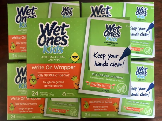 5 Pack of Wet Ones Kids Wipes, Fruity Fresh Scent 24 Count Each