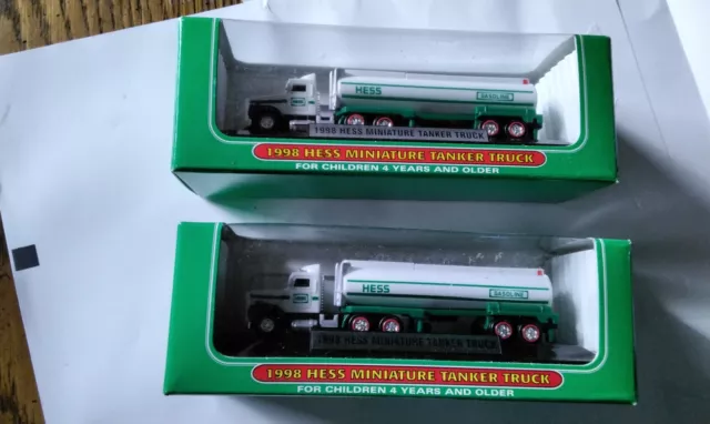 Lot Of (2) HESS 1998 HESS MINI TRUCK MINIATURE TANKER TRUCK NEW IN BOX