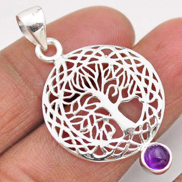 Wholesale Jewelry 0.83cts Natural Purple Amethyst Tree Of Life Pendant T88477