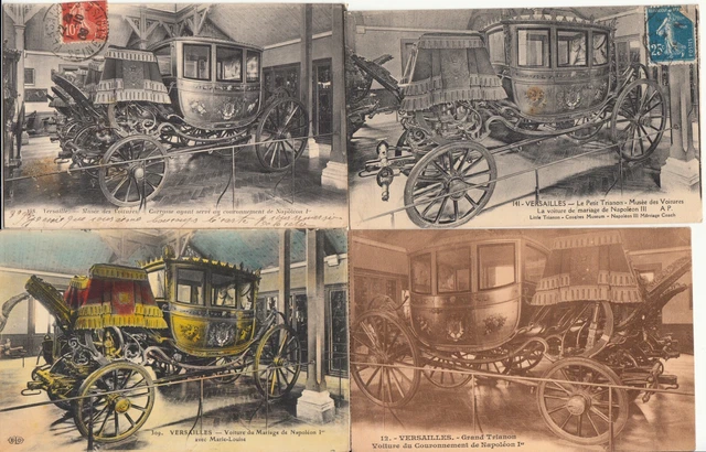 Lot de 4 cartes postales anciennes VERSAILLES voiture couronnement NAPOLÉON 1er